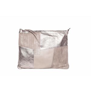 Růžovo - stříbrná kožená kabelka